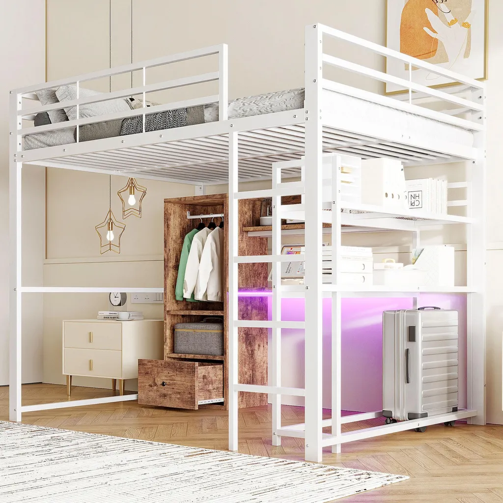 Lit Combiné 140x200 pour Gain de Place avec Bureau et Rangement - 3