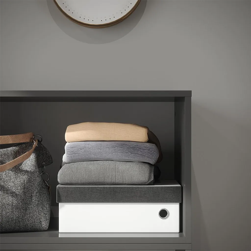 Rangement dessus d'armoire anthracite 80cm compact et robuste Elmo
