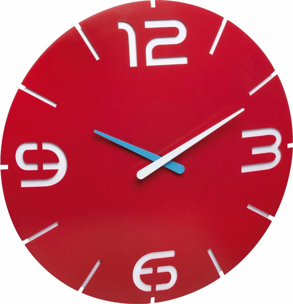 Grande pendule murale analogique design rouge TFA 60.3047.05 Contour