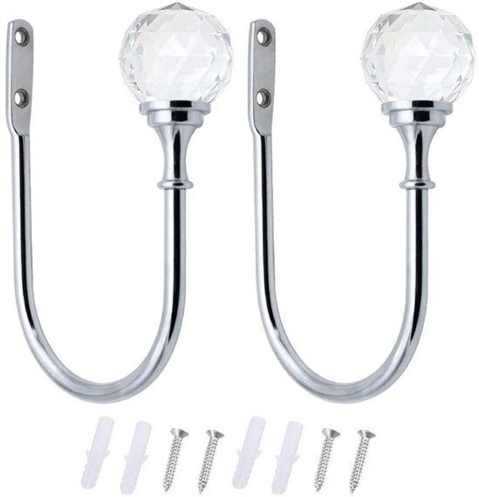 Crochets muraux robustes en métal et cristal pour rideaux et vestes