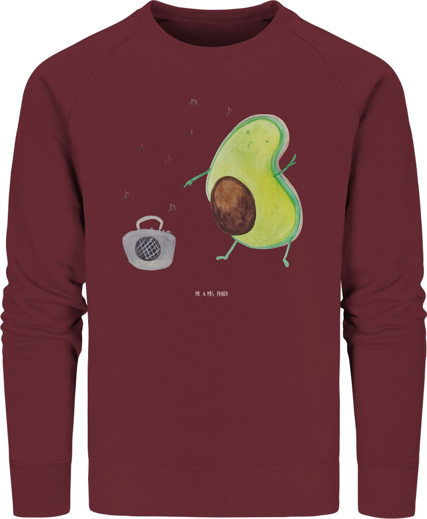 Mr. & Mrs. Panda Nachhaltiger Pullover Avocado Tanzen Größe L - Burgundy - Geschenk, Fröhlich, Pulli, Singen, Sweater, Bio, Baumwoll Sweatshirt,...