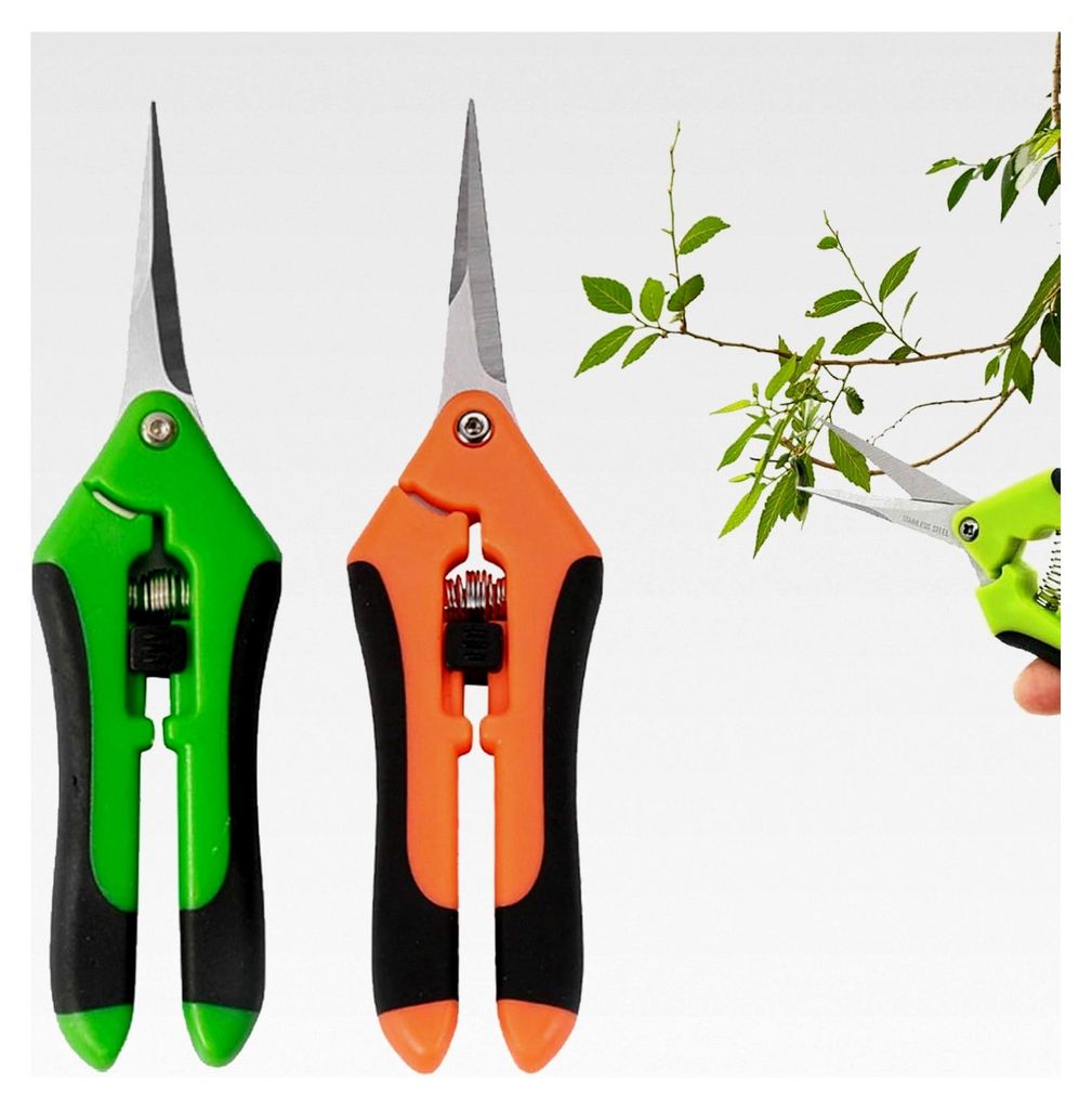 2 Stück Erntescheren, Feststellgriff Trimmscheren, Kleine Gartenscheren, Pflanzenscheren mit gebogenen titanbeschichteten Klingen für Garten, Bon...