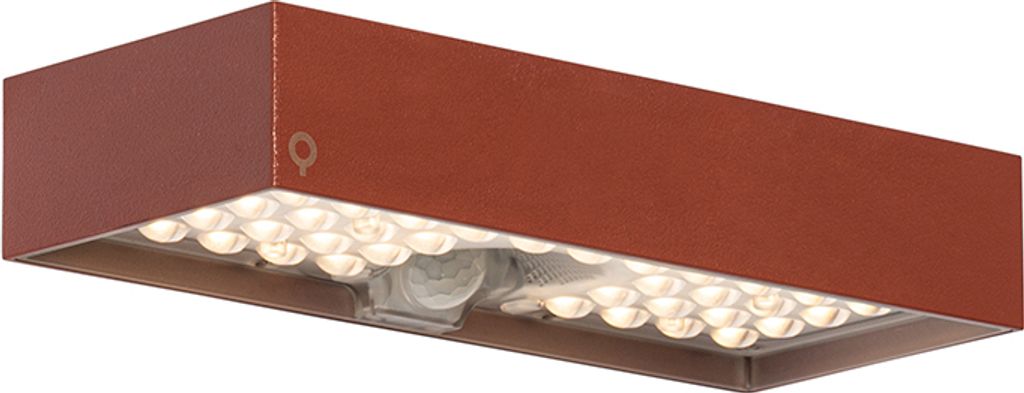 Qazqa led Modern, Minimalistisch außen Solarlampe für den Garten - Kayo - Rot, inkl. 6W integrierter LED, dimmbar, 23cm, IP65, Rechteckig