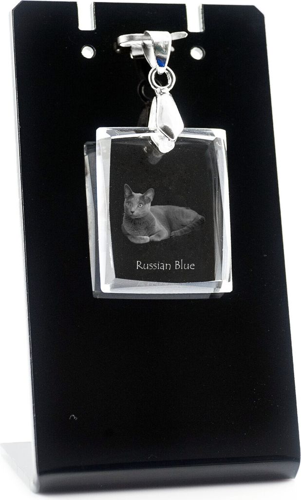 Russisch Blau - Crystal cat pendant, photo necklace, unique Produktbild 