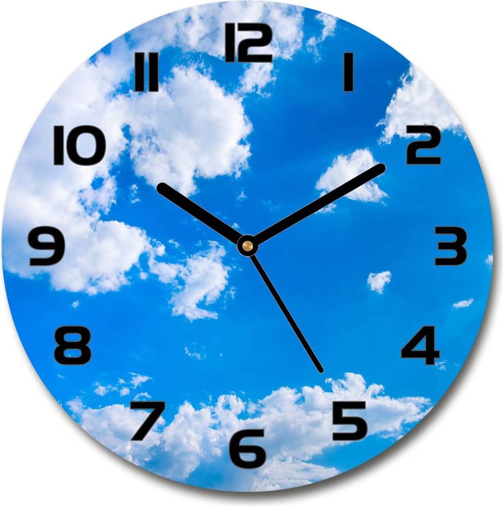 Wanduhr aus Glas 30fi Glasbild Glasuhr Gehärtetes Glas - schwarze-zeiger - Clouds in the sky