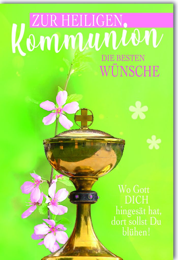 Kommunion - Karte mit Umschlag - Kelch mit Blüten
