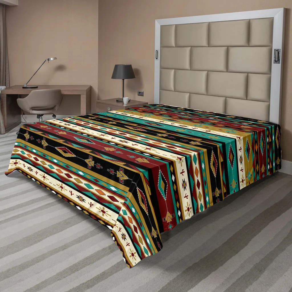 Drap de lit supérieur imprimé folklorique, parure de lit douce 275x260cm