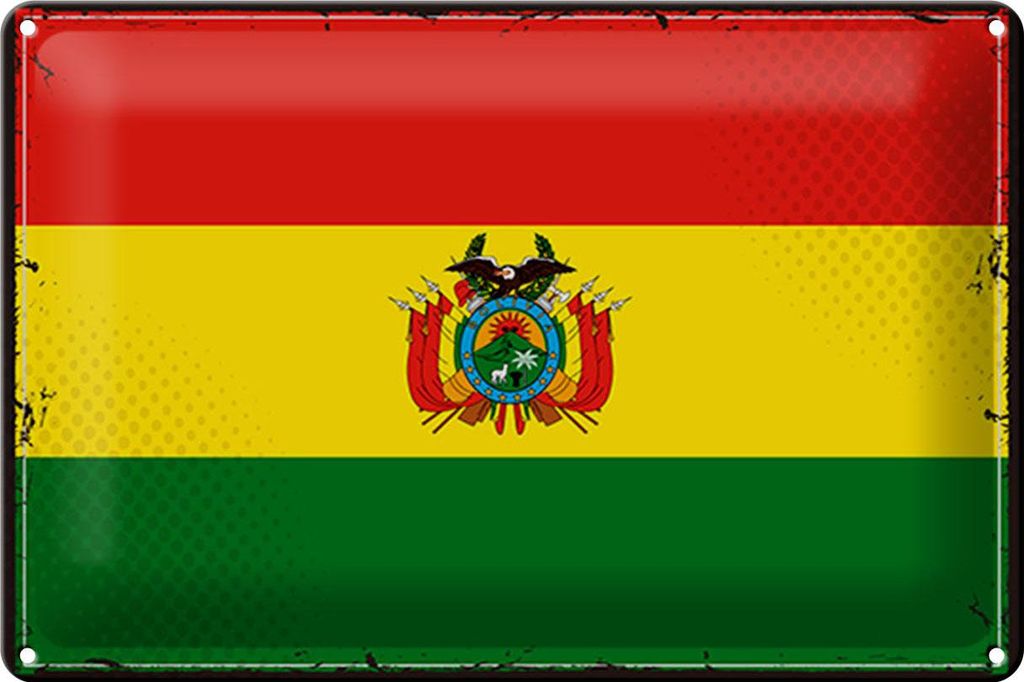 Blechschild Flagge Boliviens 30x20cm Retro Flag of Bolivia Produktbild 