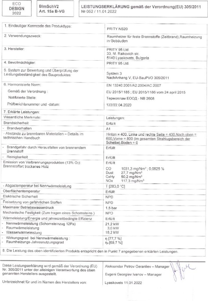 Wasserführender Kaminofen Holzofen Prity NS20 18.2 + 3kw Produktbild 4