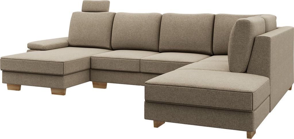 MIRJAN24 Wohnlandschaft Chivas 3 U, Eckcouch mit Schlaffunktion und Bettkasten, Wohnzimmer, Einstellbare Armlehnen, U-Form (Farbe: Barrel 19, Seite...