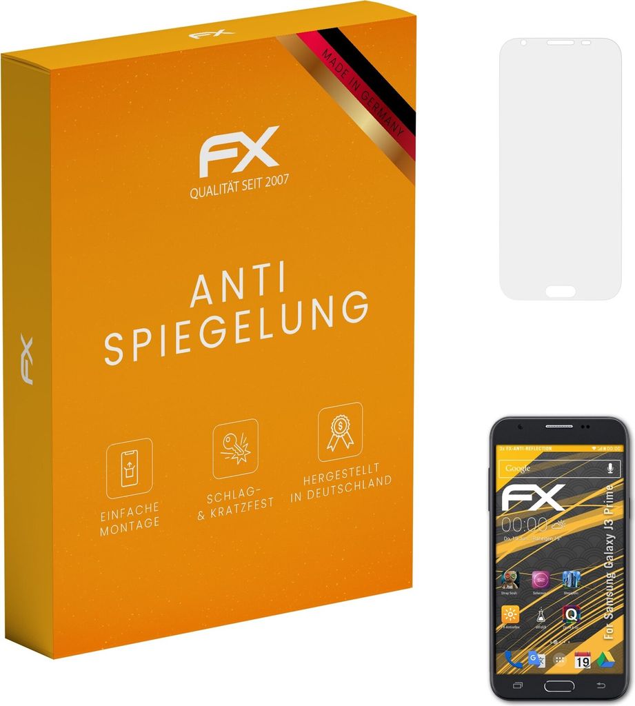 atFoliX FX-Antireflex 3x Schutzfolie kompatibel mit Samsung Galaxy J3 Prime Displayfolie