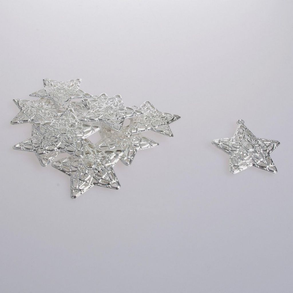 Metallsterne zum Hängen - silber - 6 cm - 12 Stück - 92016 10