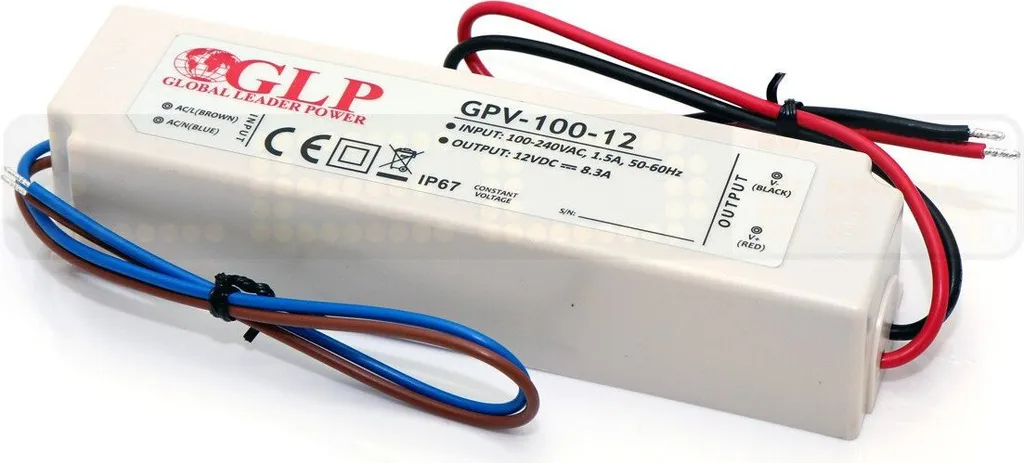 Transformateur LED 12V 100W 8.3A IP67 Étanche pour Ruban et Éclairage Extérieur
