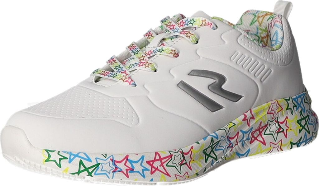 Sneakers Damen-Sneaker Stern-Muster Weiß-Mehrfarbig, Farbe:weiß, EU Größe:38