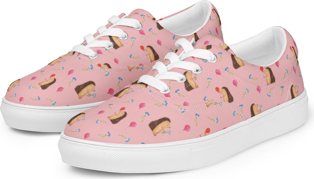Mr. & Mrs. Panda Sneaker Damen Igel Luftballon Größe 40 - Rosa - Geschenk, Happy Birthday, Lustige Sprüche, Schnürschuhe, Turnschuhe, Stoffturn...