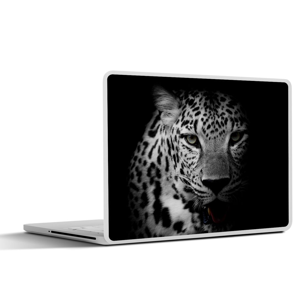 MuchoWow Laptop Aufkleber Sticker Cover Tiere - Schwarz - Weiß - Panther - Porträt 30x22 cm - Laptop-Sticker
