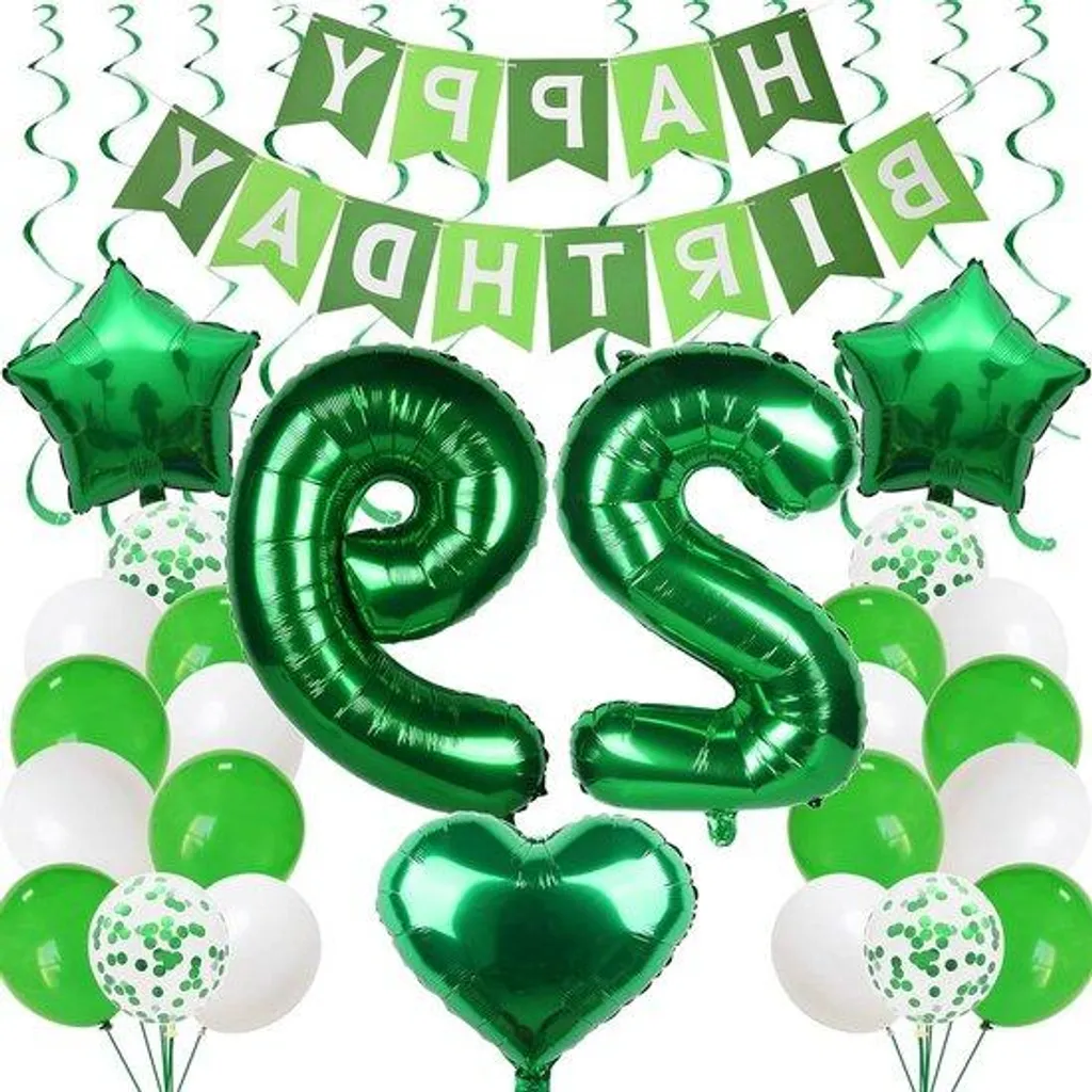Ballons Anniversaire Verts : Set de 29 Pièces pour Déco Festive Chic