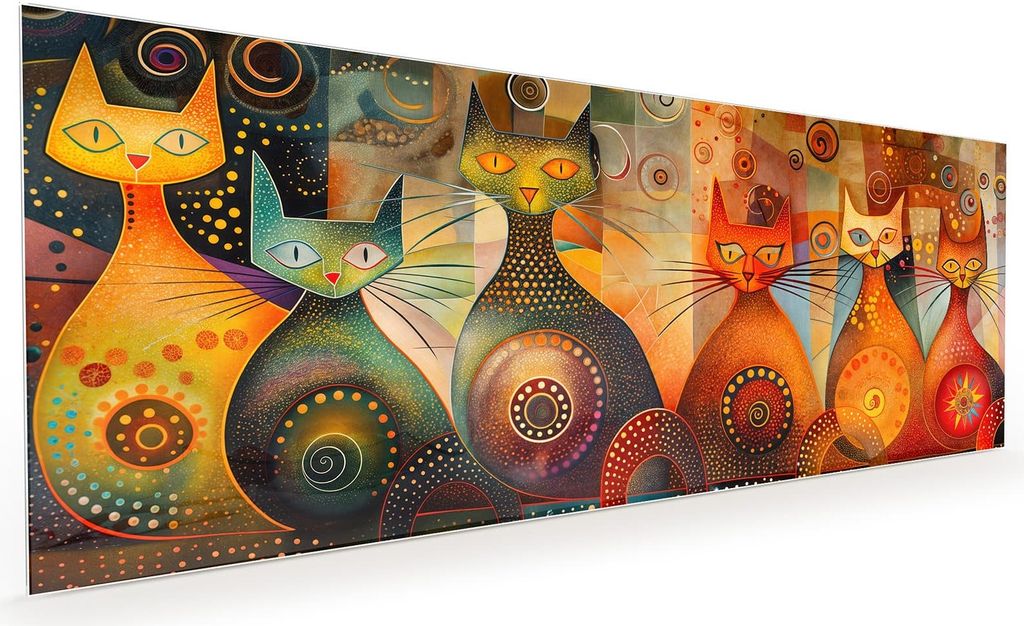 Küchenrückwand Spritzschutz Glas mit Motiv Katzenkunstwerk 40 x 40 cm