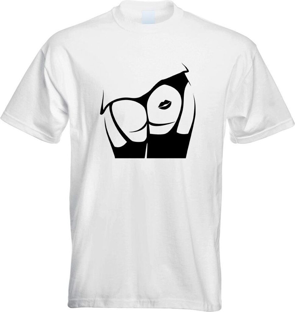 Kiwistar - T-Shirt - Weiss - Kiss My Ass - Küss Meinen Arsch Motiv Bedruckt Funshirt Design Print - mit Motiv Bedruckt - Funshirt Design - Sport -...