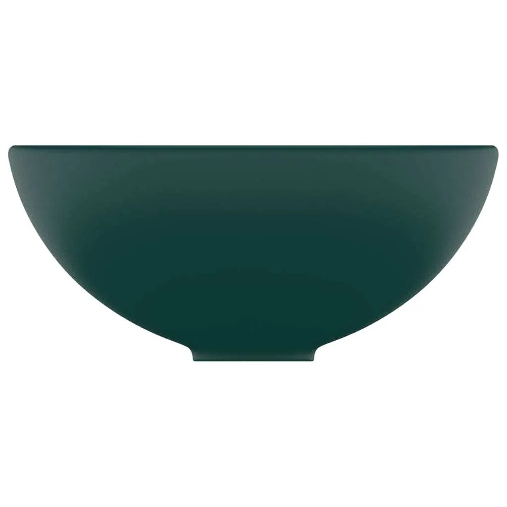 Lavabo Appoggio Verde Bosco Opaco 32,5x14cm | Vetroceramica Premium - 4