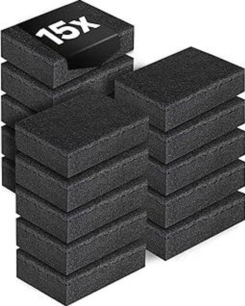 15 Stück Küchenschwamm Schwarz, Putzschwamm 9x7x3cm, Zweiseitig Spülschwamm mit Scheuerschwamm, Reinigungsschwamm Saugstark, Langlebig und Unive...