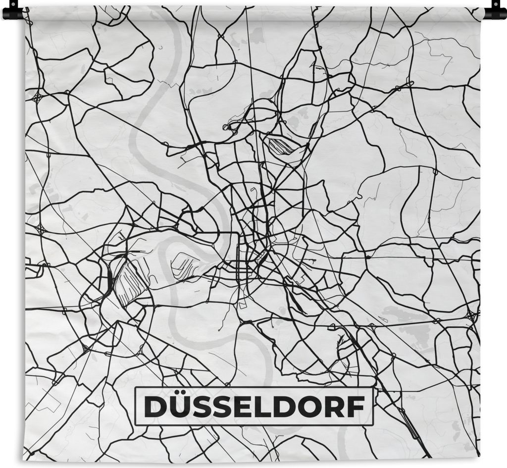 MuchoWow Wandteppich Wandbehang Karte - Düsseldorf - Stadtplan 150x150 cm Tapisserie Dekoration Wandtuch - Wohnaccessoires - Modernes