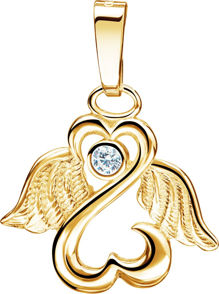 Gold Engel-Herz-Flügel-Anhänger 333 Gold 8 Karat, Produktbild 