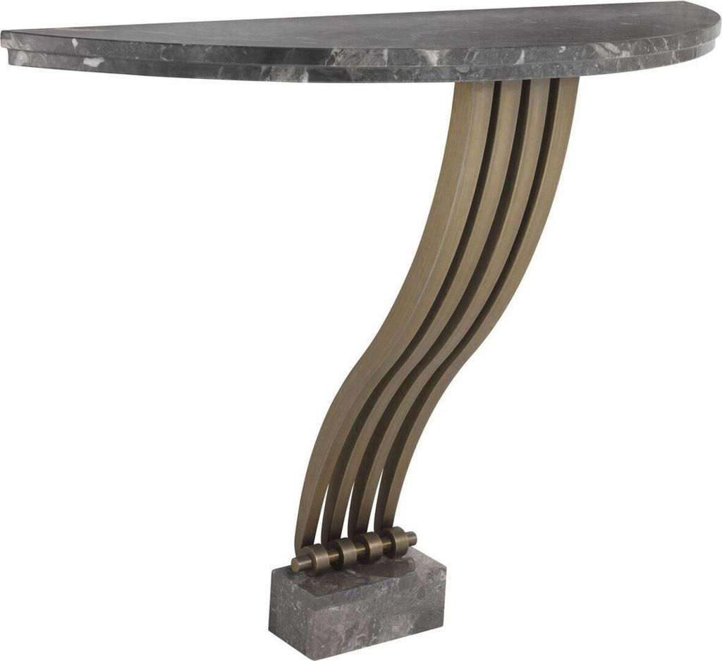 Casa Padrino Designer Konsole Grau / Messingfarben 99 x 35 x H. 77,5 cm - Marmor Konsolentisch mit Edelstahl Gestell - Designer Möbel - Luxus Qual...