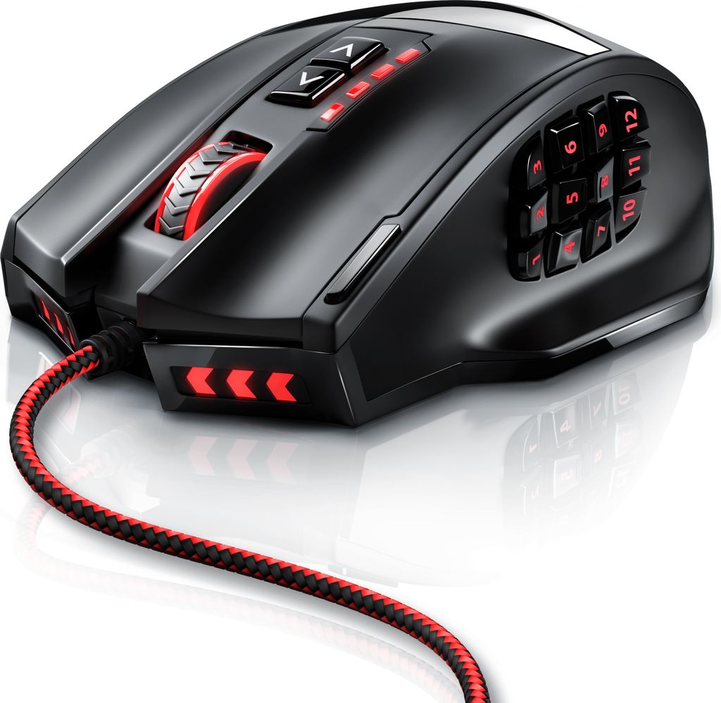 Titanwolf Gaming-Maus kabelgebunden 1000 dpi, USB MMO Mouse Produktbild 