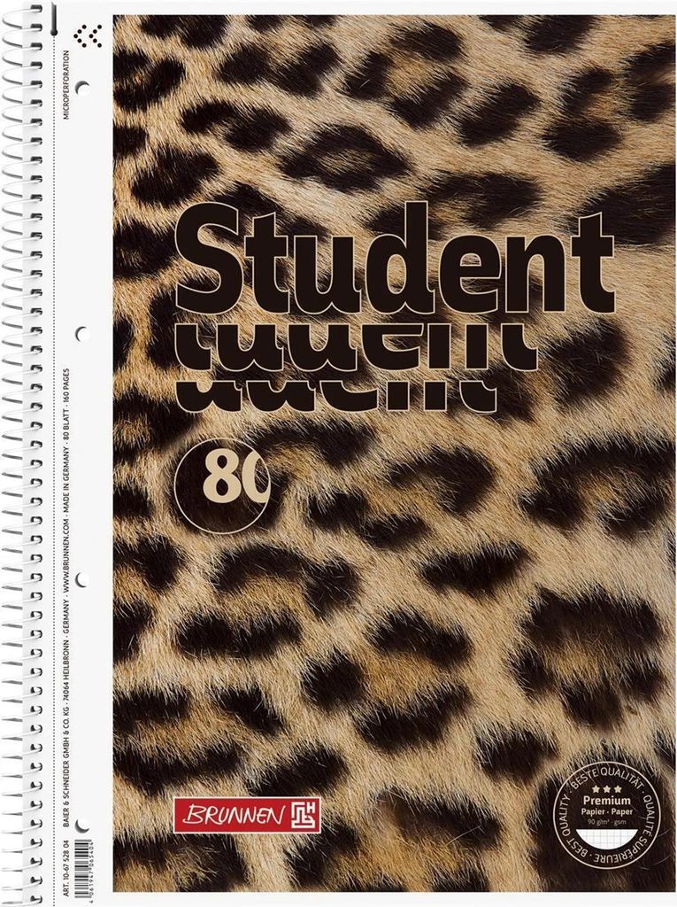 Brunnen Collegeblock A4 90g Animal Lin28 Animal Flock Leopoard