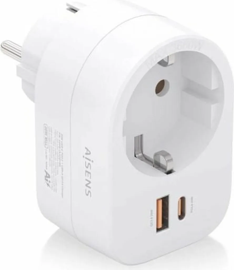 Aisens Caricatore Rapido USB-C 20W - Doppia Uscita per Casa e Viaggio