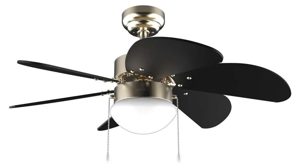 Ventilateur de plafond 3 vitesses à 6 pales bicolores, 50W avec lampe