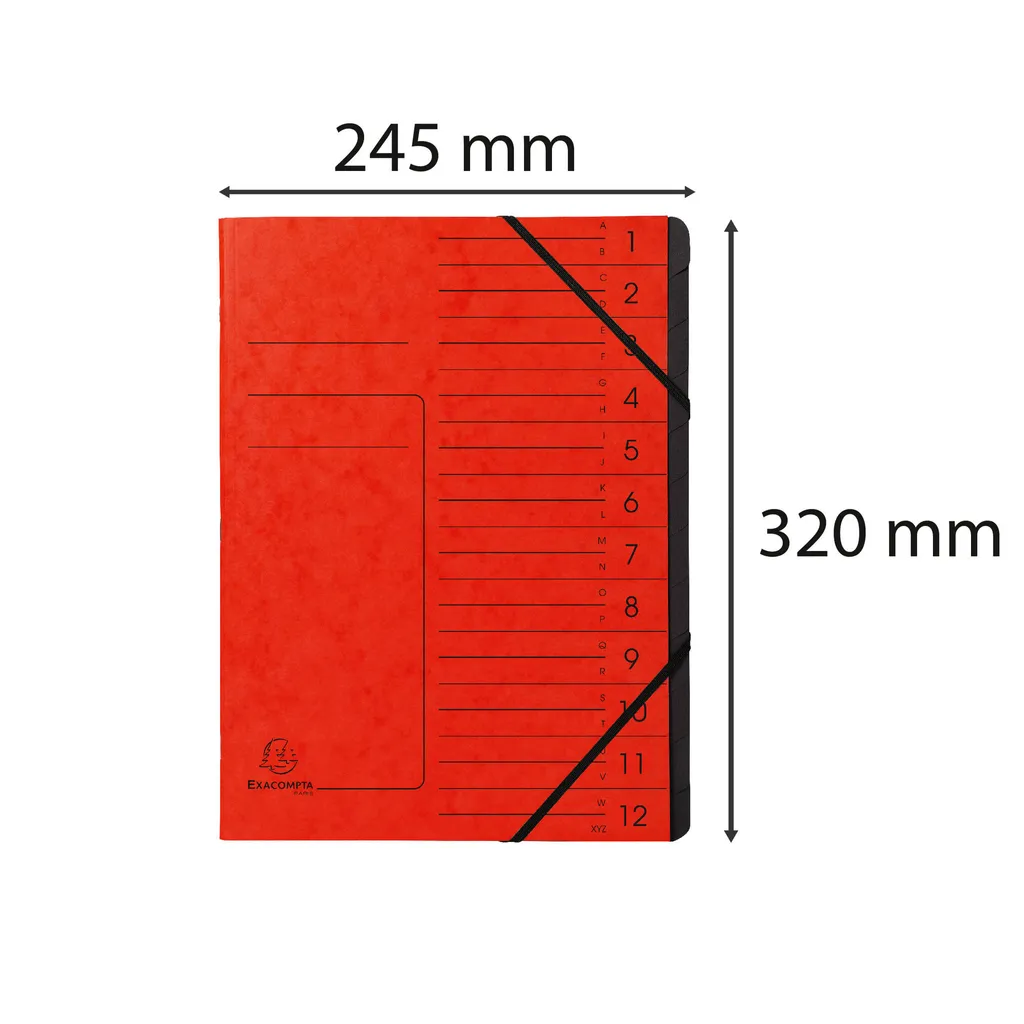 Trieur 12 compartiments A4 Exacompta 541205E carte noir intérieur rouge - 7