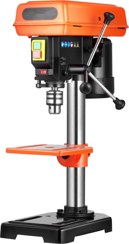 Tischbohrmaschine 203,2 mm - Säulenbohrmaschine - Induktionsmotor 500 W - Einstellbare Drehzahl 500–2500 U/min - Arbeitstisch 0–45° neigbar -...