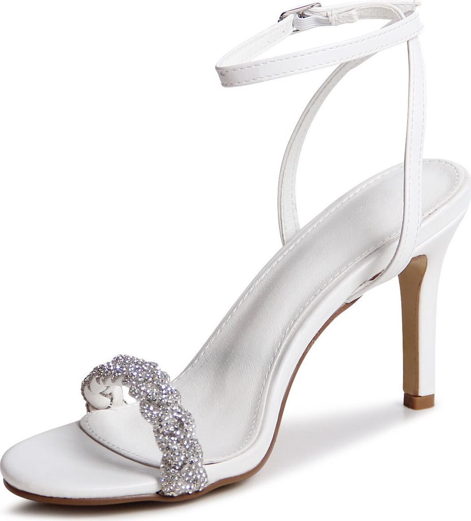 topschuhe24 3094 Damen Glitzer Riemchen Sandaletten , Farbe:Weiß, Größe:40 EU