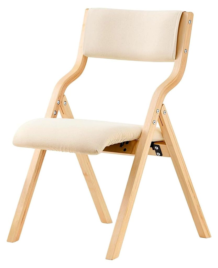 Gepolsterter Klappstuhl aus Holz – Ergonomischer Küchen- und Esszimmerstuhl, Faltbar und Platzsparend, Fertig Montiert, Ideal für Küche, Balko...