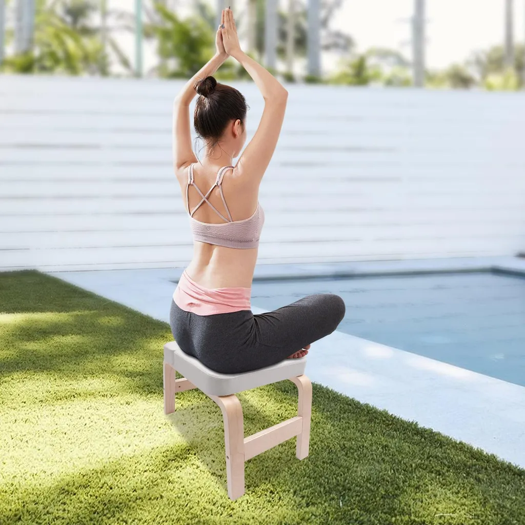 Tabouret d'inversion yoga blanc multifonctionnel et stable 63x41 cm