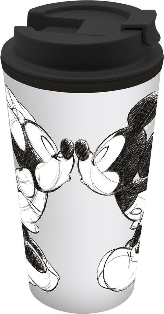 Coffee to go Becher Mickey Kiss Sketch silbergrau, Kaffeebecher, Minnie Mouse