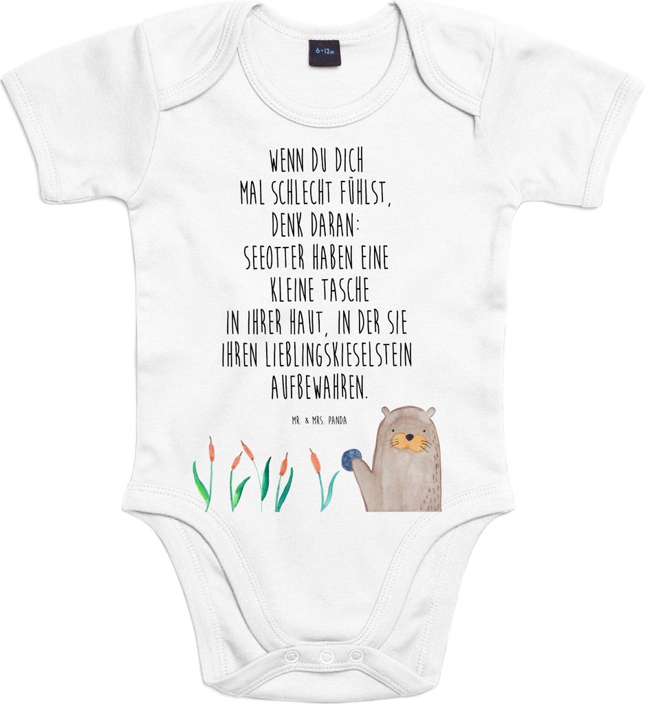 Mr. & Mrs. Panda Strampler Baby Otter Stein 12. - 18. Monat - Heather Grey - Geschenk, Seeotter, babykleidung body, kurzarm, Fun Facts, Kurzarmbody...