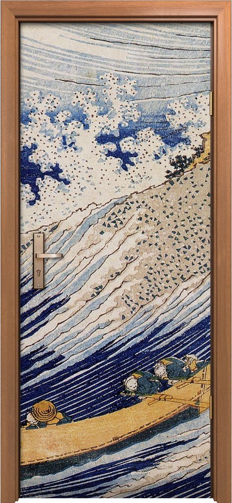 Türposter 80x200 cm Türaufkleber Türtapete Türfolie Klebefolie Ozean wellen Katsushika Hokusai