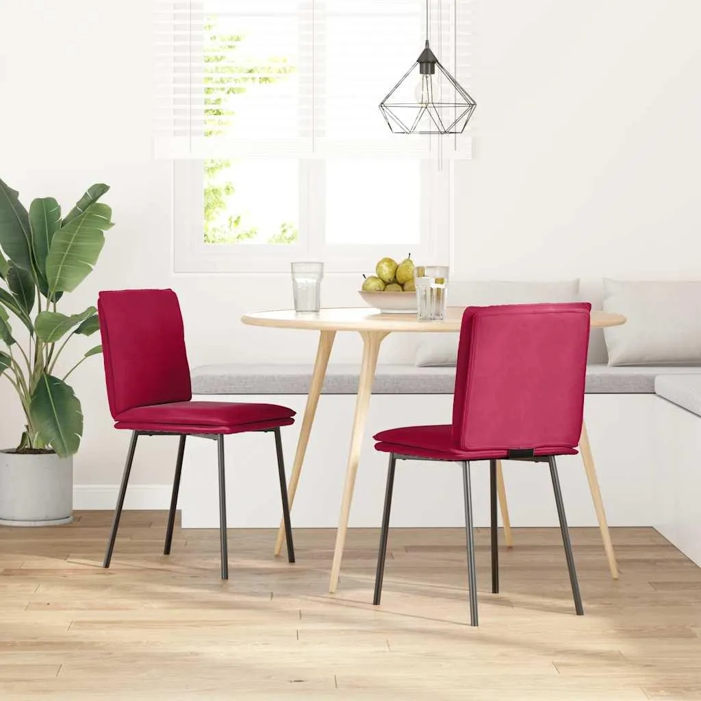 Set 2 Sedie da Pranzo vidaXL Rosso Vino - Velluto per Guest House