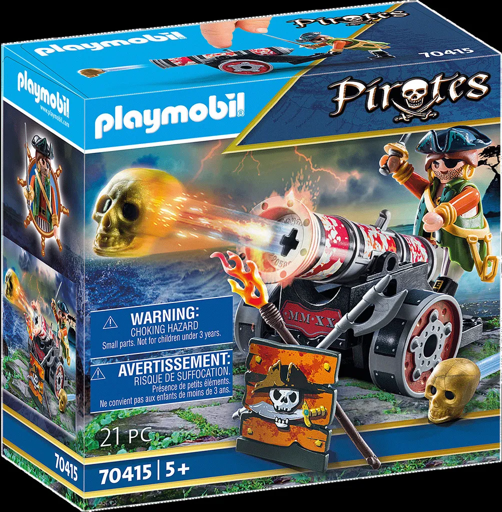 Canon de Pirate PLAYMOBIL 70415 avec Projectiles et Figurine Articulée