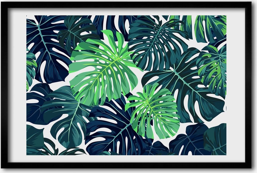 Bild 60x40 MDF-Rahmen, Wandkunst tropische Blätter Produktbild 