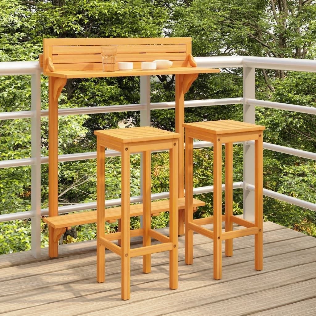 The Living Store 3-tlg. Balkon-Bar-Set Massivholz Akazie