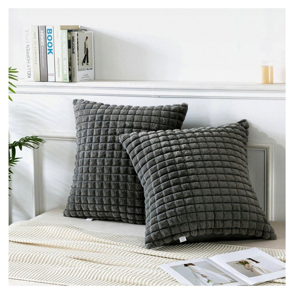 Set aus 1 Plüsch Kissenbezug, weicher Zierkissenbezug 80x80 cm, Dekokissenbezug für Sofa und Wohnzimmer