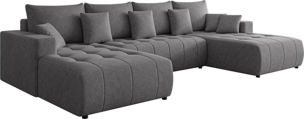 MIRJAN24 Ecksofa Fabio U, Wohnzimmmer U-Form mit Schlaffunktion und Bettkasten (Farbe: Velo 635)