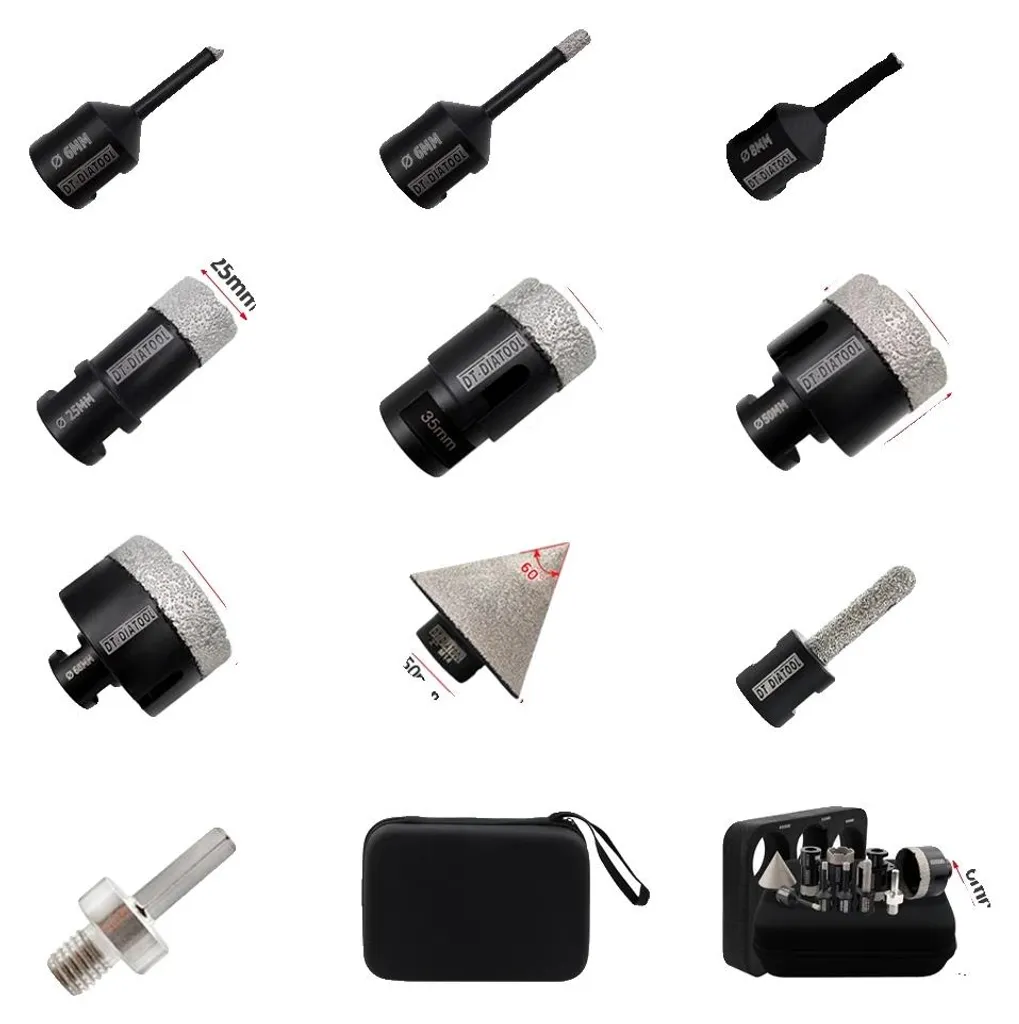 Scie cloche diamantée M14 en set de 10, kit de perçage pour carrelage dur