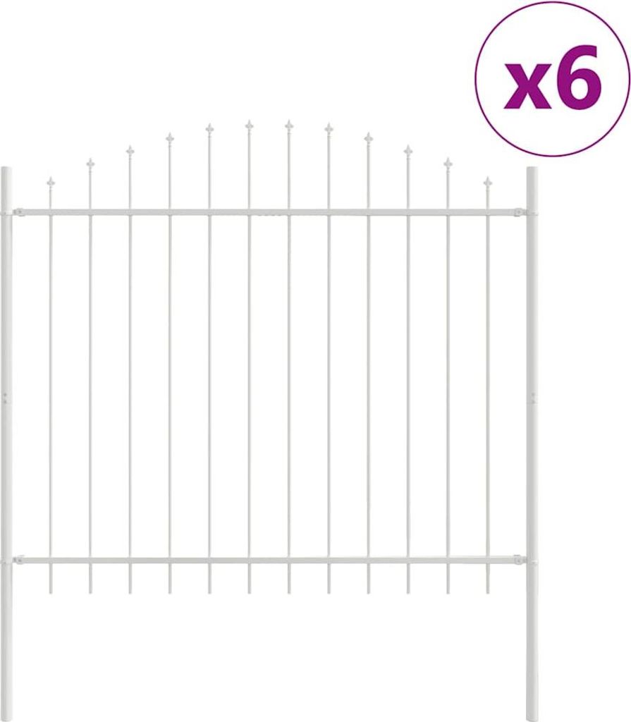 Gartenzaun 6 pcs Weiß 170 x 190 cm Pulverbeschichteter Stahl