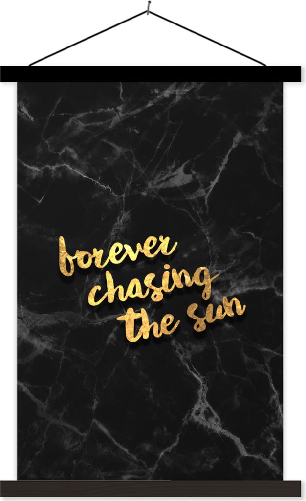 MuchoWow Textilposter Zitate - Sonne - Gold - Marmor 60x90 cm mit schwarzem Rahmen - Poster Wohnzimmer