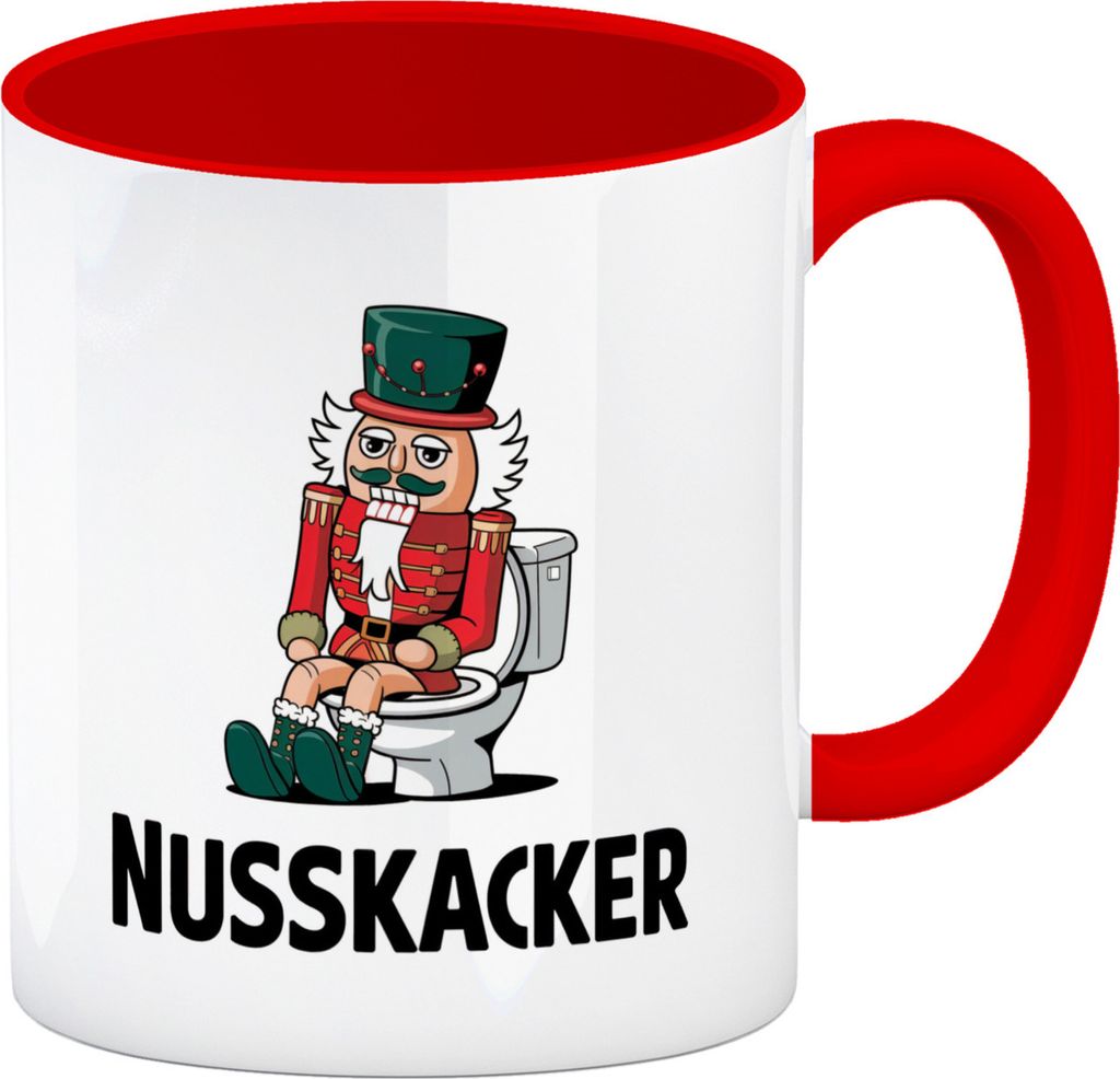 Nussknacker auf Toilette - Nusskacker Kaffeebecher in rot